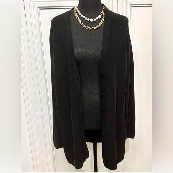 J. Jill Black Cardigan Sweater with Button Front - Picture 1 of 6